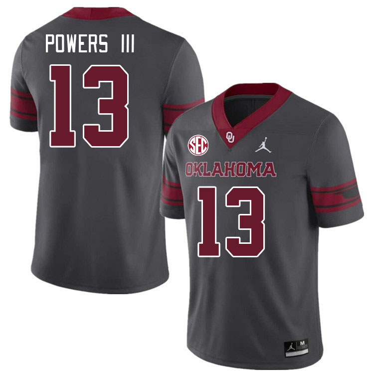 #13 Reggie Powers III Oklahoma Sooners 2024 SEC Conference College Football Jerseys-Charcoal